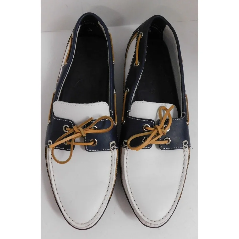 Tods Gommini White Blue Colorblock Driving Loafers sz 9.5